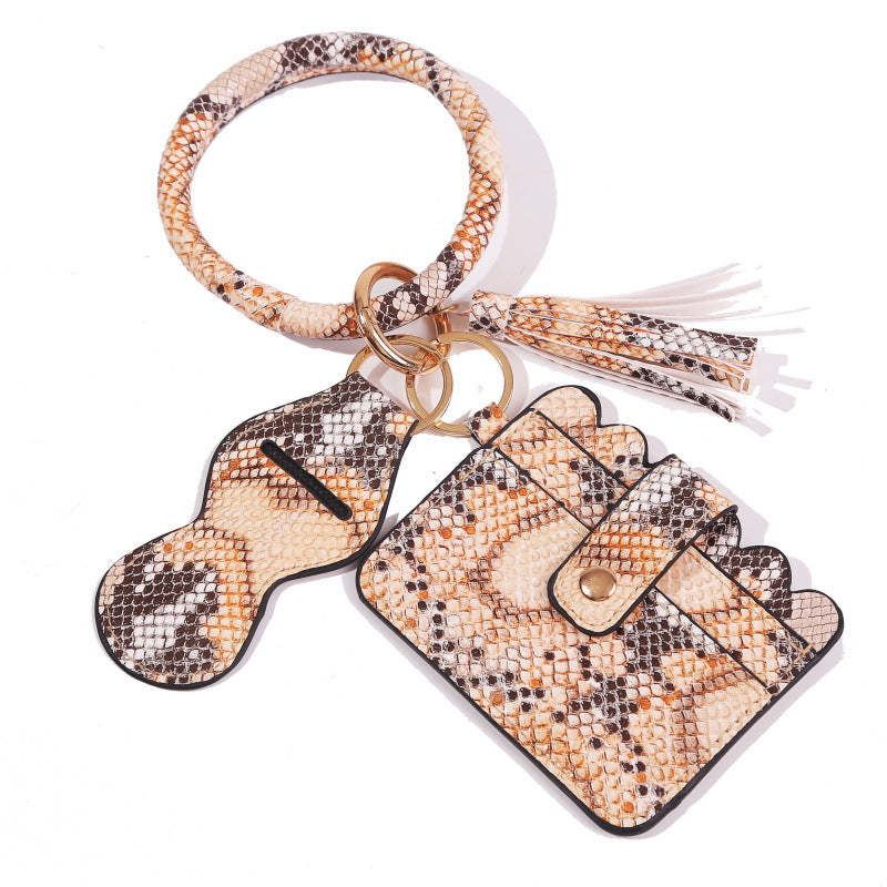 Wholesale  PU Leopard Print Snake Print Card Holder Wrist Keychain